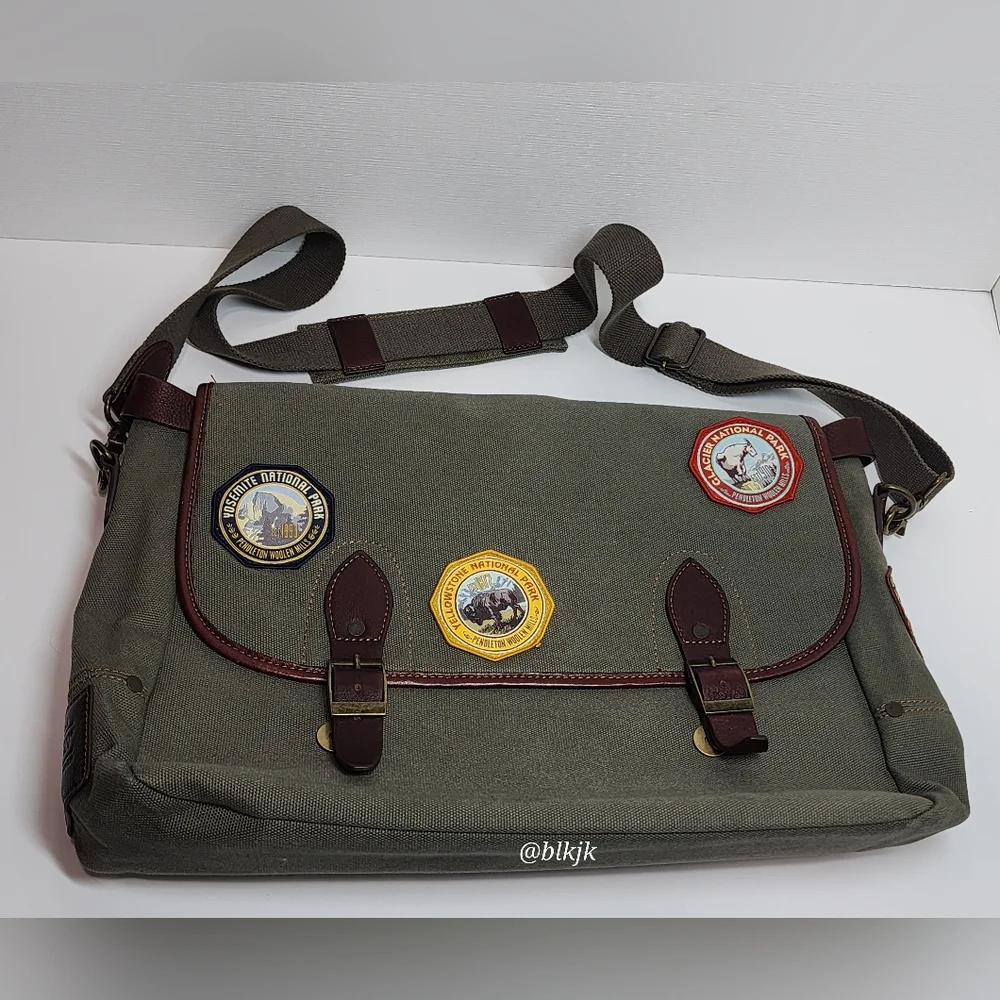 Rare Pendleton National Parks Patches Messenger Bag *Green/Brown* EUC